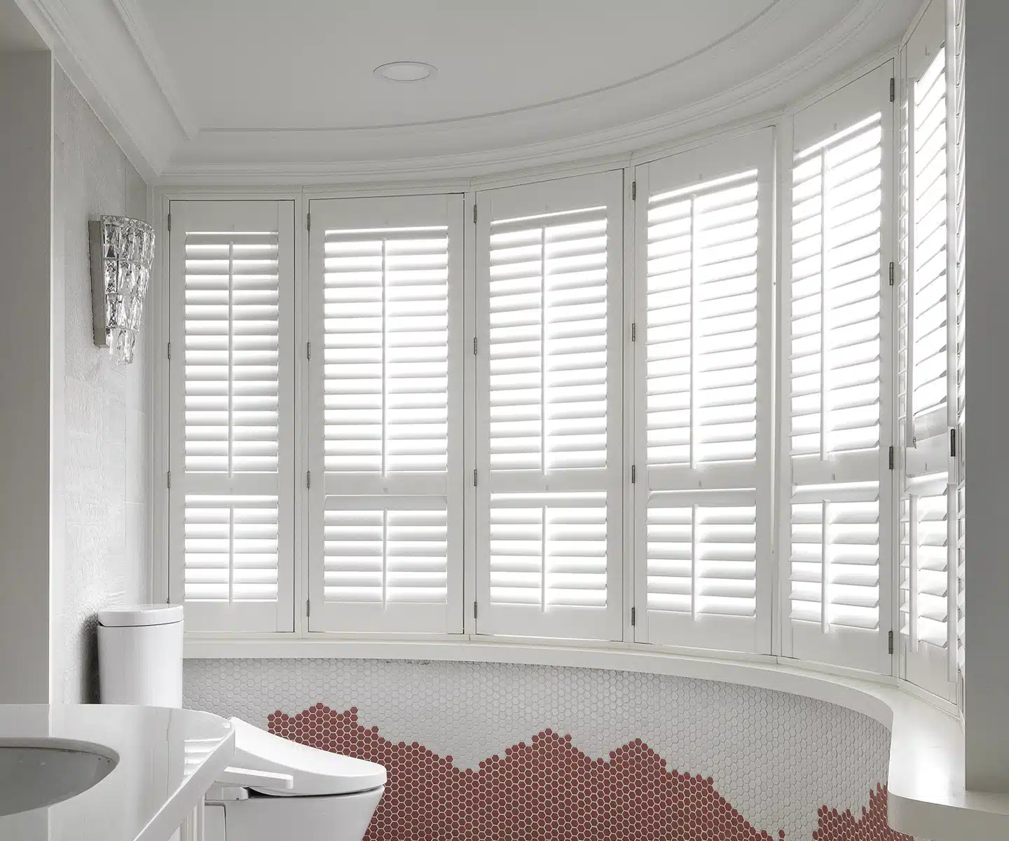 shutters bow windows bathroom